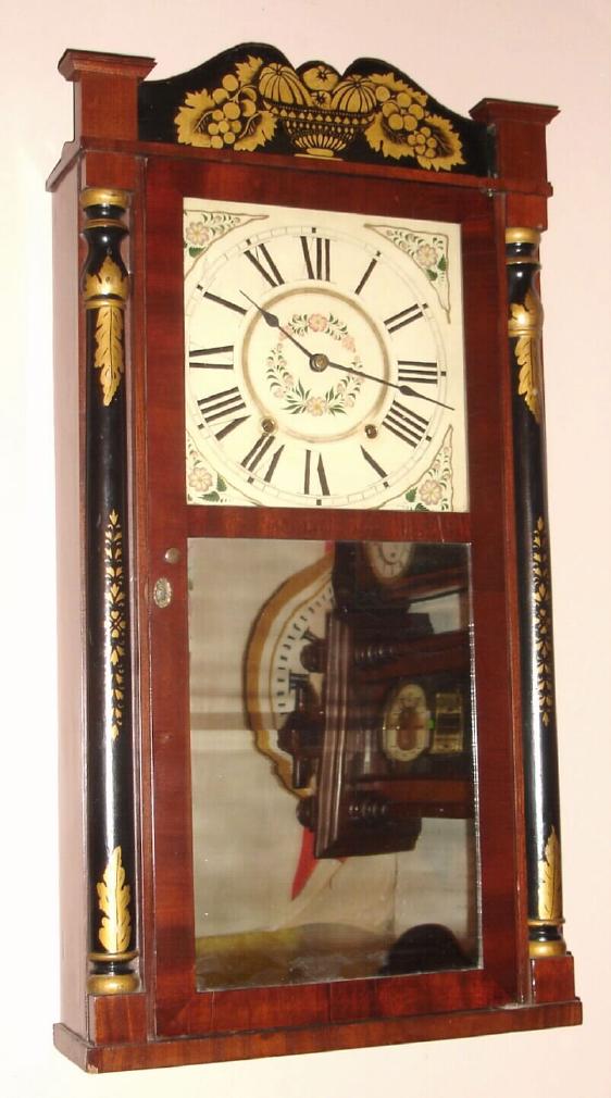 Boardman and Wells, Bristol, Conn., C.1835, 30-hour time and strike wood movement half column and splat shelf clock. — Antique Clocks Price Guide