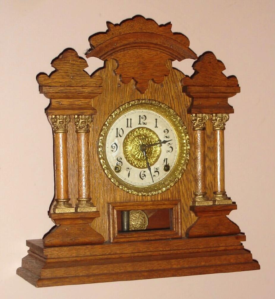 E. Ingraham and Co., C.1913, "Cabinet No. 8 variant", 8-day time/strike mantel clock. — Antique Clocks Price Guide