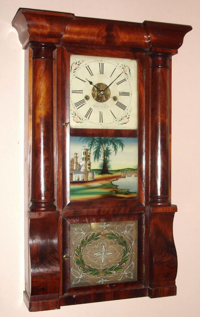 Forestville Manufacturing Co., (J. C. Brown), Forestville, Conn., C.1845, 8-day time/strike column and cornice shelf clock. — Antique Clocks Price Guide