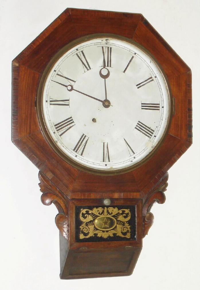 Ansonia Brass Co., Ansonia, Conn., C.1855, short drop chisel-bottom timepiece, 8-day. — Antique Clocks Price Guide