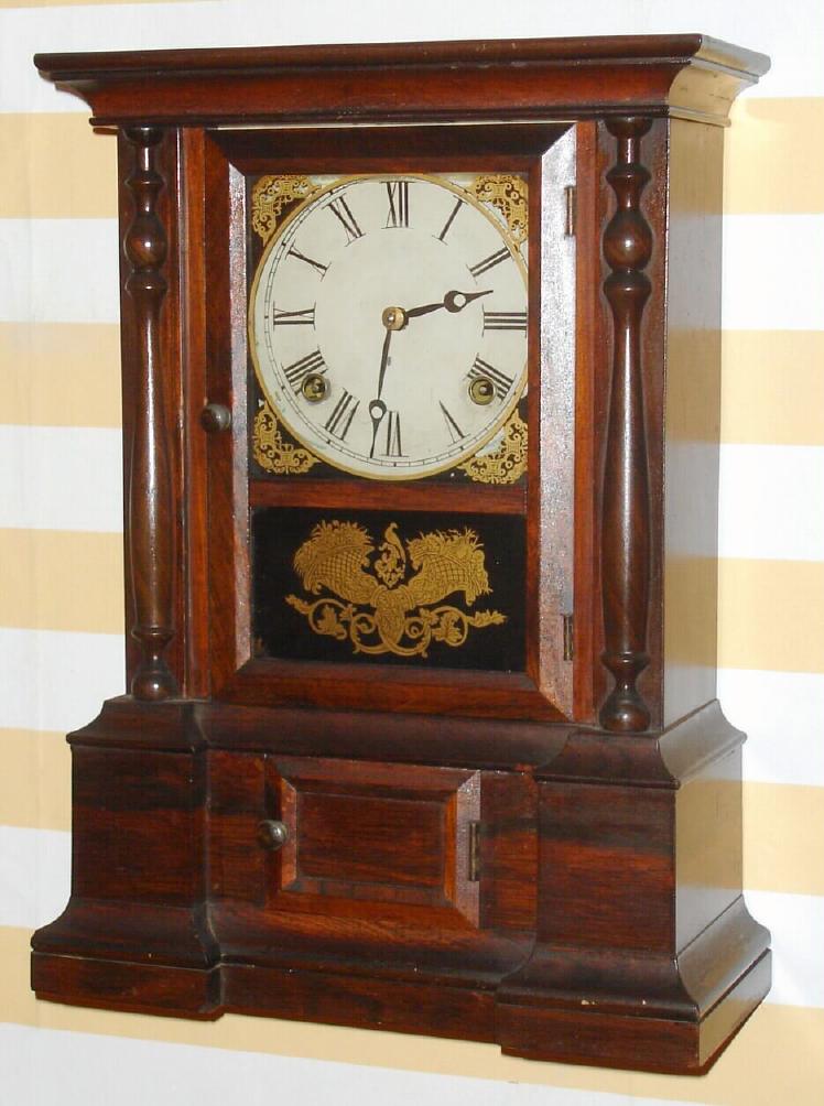 Atkins Clock Co., Bristol, Conn., C.1863, "LONDON" model, 8-day time/strike shelf clock. — Antique Clocks Price Guide