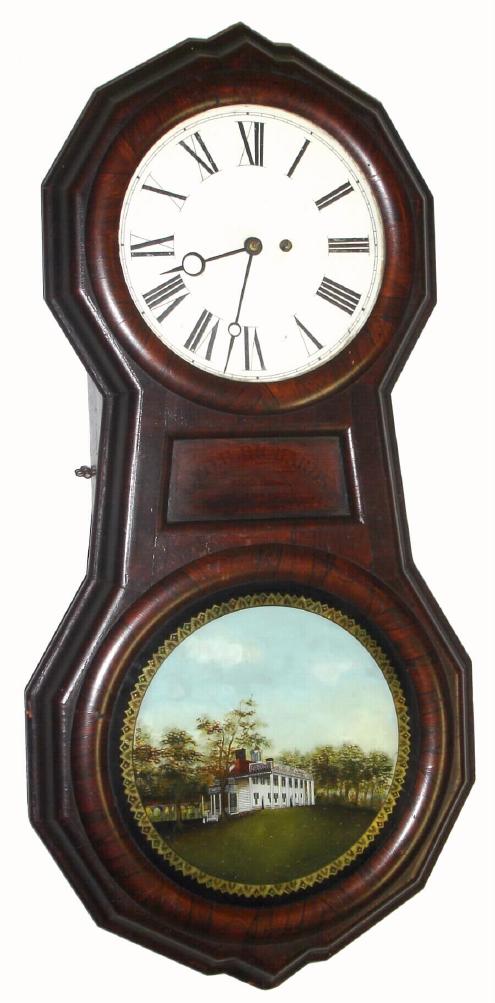 Seth Thomas Clock Co, C.1870, an incomplete Office Calendar No. 1, now operating as a timepiece, and with a lower tablet of Mt. Vernon. — Antique Clocks Price Guide