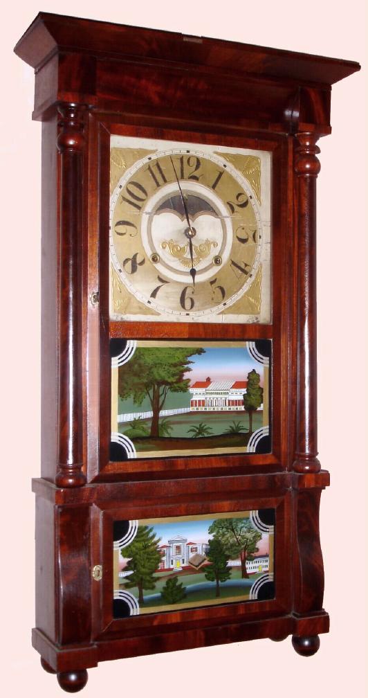 Birge, Mallory and Co., Bristol, Conn., Circa 1840, 8-day time/strike full column and cornice Empire shelf clock. — Antique Clocks Price Guide