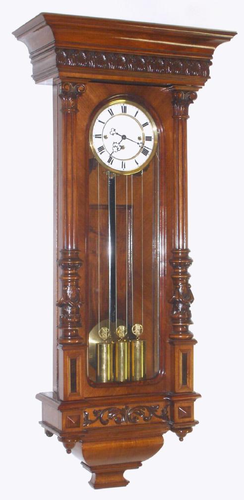 Austrian, 3-wt Grand Sonnerie, full quarter striking wall clock, in a walnut case, C.1875 — Antique Clocks Price Guide