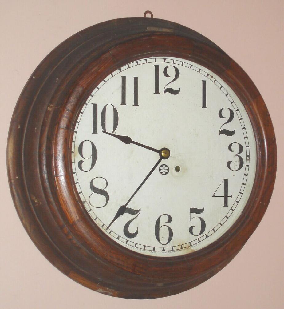 New Haven Clock Co., 'GALLERY' timepiece, oak cased, 8-day with 14" dial, Ly reference 655. — Antique Clocks Price Guide