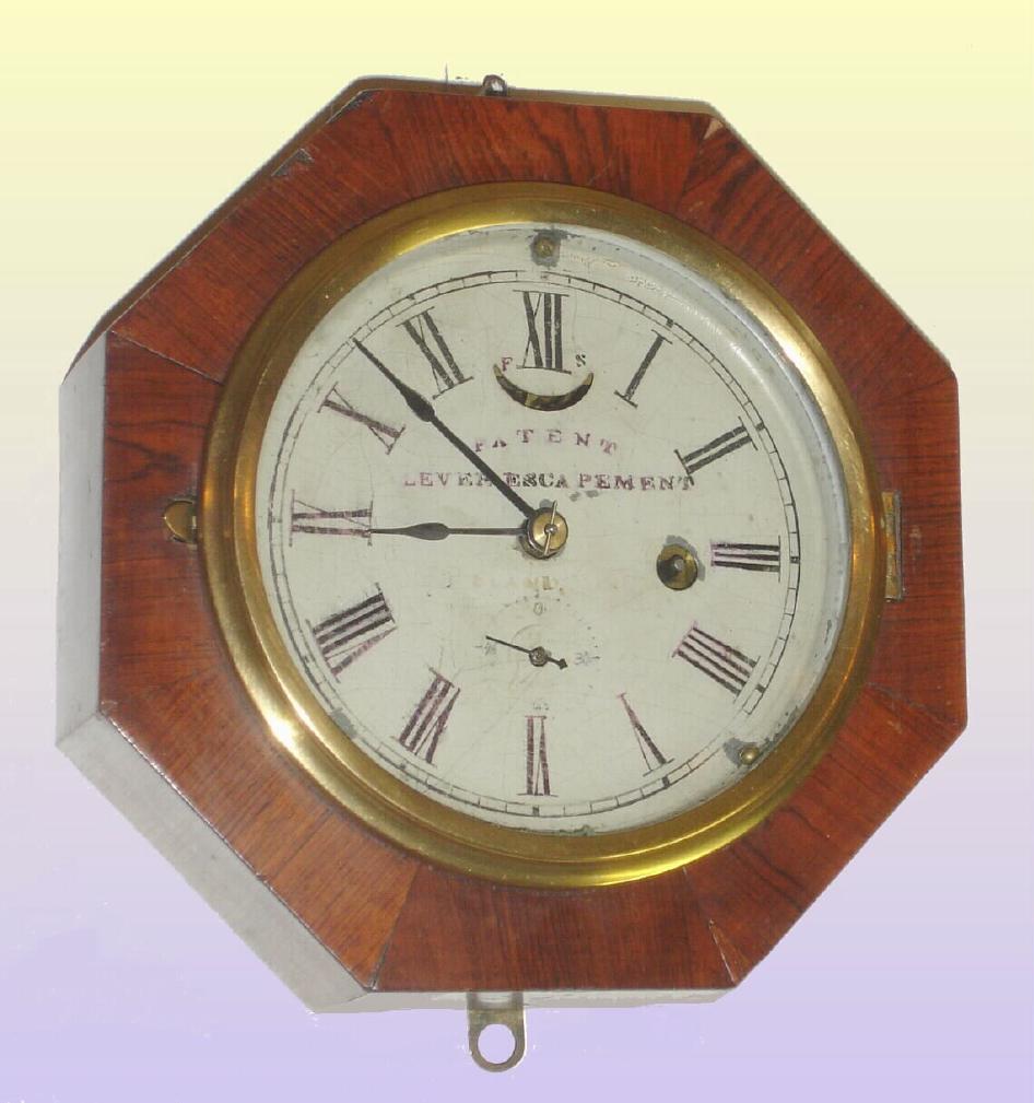 Unsigned, likely Jerome, 8-day rosewood, marine style octagon with large balance/ lever escapement, C.1850 — Antique Clocks Price Guide