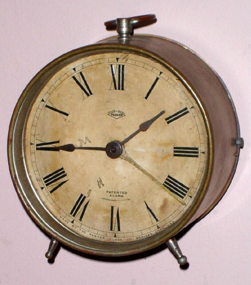 Parker Clock Co., Meriden, Conn., Circa 1900, 30-hour alarm timepiece. — Antique Clocks Price Guide