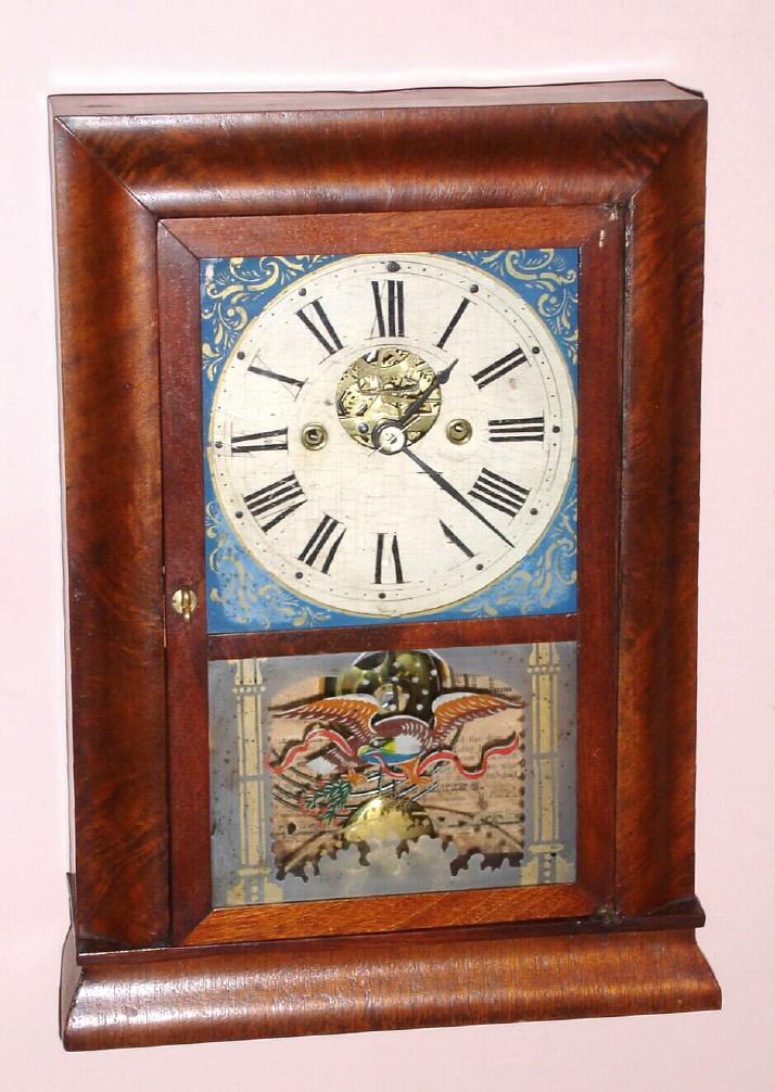 Silas B. Terry, Terryville, Conn., Circa 1850, 30-hour time/strike miniature OG molding style shelf clock. — Antique Clocks Price Guide