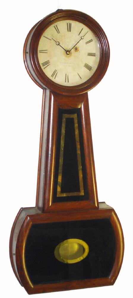 Howard and Davis, Boston, "No. 2 Banjo" wall timepiece, 8-day weight driven in a walnut case, C.1855 — Antique Clocks Price Guide