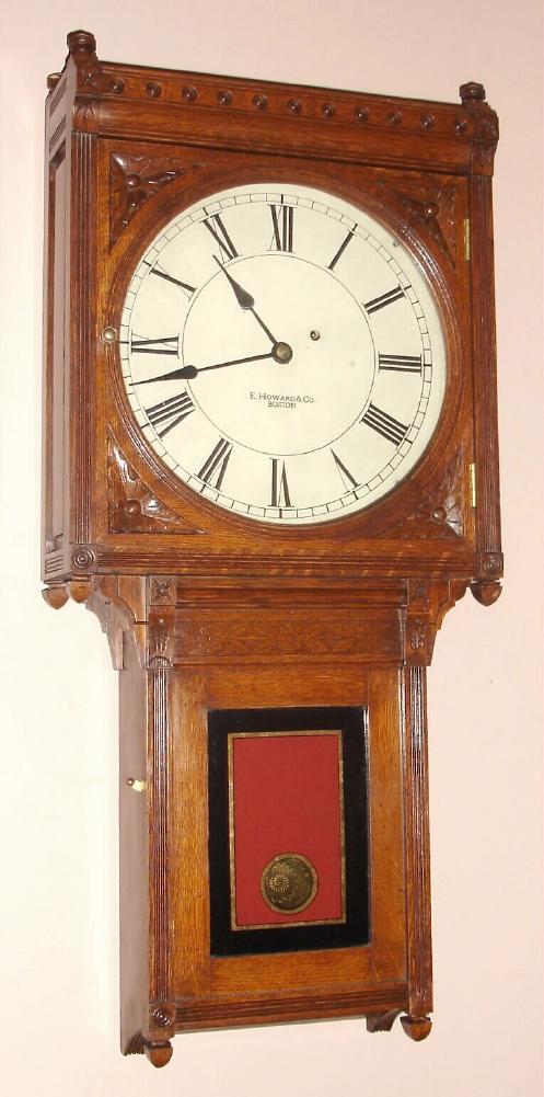 E. Howard and Co., c.1890, "REGULATOR No. 75", in oak, 8-day, weight driven timepiece. — Antique Clocks Price Guide