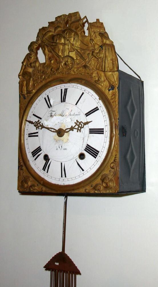 French, comptoise wall clock from the Morbier region, 2-tr crown verve mov't, C.1840, less weights. — Antique Clocks Price Guide