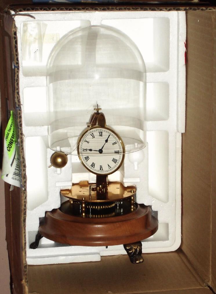 German, for Horolovar, Charles Terwilliger, NY, repro Briggs rotary clock with dome, NEW IN BOX, never put into service, c.1975 — Antique Clocks Price Guide