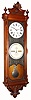 Ithaca Calendar Clock Co, NY, "REGULATOR No. 1", double dial perpetual wall calendar, 2-wt, 8-day. This clock hung in the Millbury Savings Bank (Established 1854 in Millbury, Mass). It was removed when the bank went electric around 1935, and taken home by the janitor, and stored under his bed for decades. Upon his death, his son sold the clock to the current consignor. Attest included.
