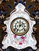 Ansonia Clock Co., C.1895, Royal Bonn, "No. 502" porcelain china cased clock, with 8-day, gong strike mov't with open escapement on porcelain dial.