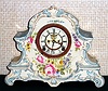Ansonia Clock Co., C.1900, Royal Bonn, "La Nord" porcelain china cased clock, with 8-day, gong strike mov't with open escapement on porcelain dial.