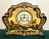 Ansonia Clock Co., C.1900, Royal Bonn, "LA RITA" porcelain china cased clock, with 8-day, gong strike mov't with open escapement on porcelain dial, special order with hand painted country cottage by brook.