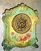 Ansonia Clock Co., C.1910, Royal Bonn, "LA SEDAN", damaged case and fancy dial (open 'scape) movement from another Ansonia clock.
