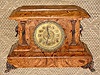 Seth Thomas Clock Co., Thomaston, Conn, C.1894 [dated] "ADAMANTINE" mantel clock with cello veneer in a light tan or walnut color, and with embossed brass dial.