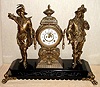 Ansonia Clock Co., New York, C.1880, "DON CAESAR and DON JUAN" double figure mantel clock, and with open escapement on porcelain dial.