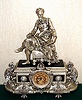 Ansonia Clock Co., New York, C.1880, "EUREKA and TASSO" {fig 1085} a hard to find Ansonia model in Silver finish, 8-day time and gong strike.