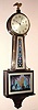 New Haven Clock Co., C.1925, WILLARD model banjo timepiece, weight driven, 8-day, with Art Deco blue, silver and black tablet set.