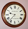 English, C.1900, Pub or dial clock, with fusee movement, in a mahogany case with 12 inch dial signed W. H. Weller, Littlehampton.