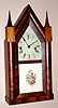 Ansonia Clock Co., Ansonia, Conn. "STEEPLE CLOCK" with 30 hour, time and strike spring driven mvt in mahogany veneered case with painted zinc dial, c1860