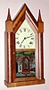 Chauncey Boardman Bristol, Conn. 30 hour time and strike spring driven mvt with fusee attachment on both time and strike sides in mahogany veneered case with Roman numeral painted zinc dial, c1845