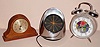 (2) desk clocks and (1) alarm clock; Tiffany and Co by Chelsea Clock Co. U.S.A. Ht 4", Jefferson electric "500" model Ht 5 1/2" and a plastic Chinese plastic alarm