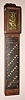 Japanese stick or pillar timepiece weight driven wall timepiece in wood case with "nama gata" scale, which curved scale compensates for the changing length of day and night, floral engraved skeletonized front plate mvt with crown verge escapement and horizontal balance wheel, c1830