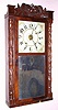 Chauncey Boardman and Joseph A. Wells, Bristol, Conn., Circa 1835, 30-hour time/strike/alarm wood movement carved column and splat shelf clock.