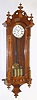 Austrian, John Barichar, 3-wt Grand Sonnerie, full quarter striking wall clock in a transitional light walnut case, C.1860.