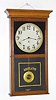 Unsigned American store regulator, 8-day timepiece, in an oak case, less bottom trim.