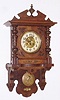 German, Gustav Becker (Silesia), open well or Berlin style wall clock in walnut, with "cello" covered dial and a replacement top, C1900.