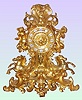 French, Lerolle Freres, a'Paris, (blinker) dore bonze clock in the rococo fantasy style with a brace of hippocampi with webbed feet emerging from the waves, on left a young Amphitrite with fish tails and to her right a cherub with 2 fish fins in lieu of feet, playing a conch, and at the top a small cherub with two sticks in his hands for percussion accompaniment. Just below the dial a bust of Neptune [or Poseidon in Greek], with animated eyes that move back and forth with each tick. C.1850.