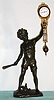 Junghans, Germany, Cricket Player, or "BATBOY", patinated spelter swinging arm clock, 8-day time only spring driven movement with Arabic numeral porcelain dial, c1905