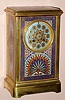 Japy Freres French crystal regulator in cloisonne enamel polished brass case with time and bell strike 8 day movement and Arabic numeral cloisonne enamel dial, c1890