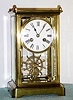 French crystal regulator with ship's wheel pendulum, time and strike spring driven mvt and Roman numeral porcelain 3 1/2" dial, c1890