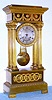 French , Circa 1900, 8-day time and bell strike 4-pillar empire style mantel clock in ormolu and cast appliques. compensating pendulum and vernier beat set [thumb screw].
