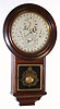 D. J. Gale, "Drop Calendar No. 2", mfg by Welch, Spring and Co., Forestville, Conn, with full perpetual calendar correcting for short months and leap year and in addition with an equation dial that indicates the time of sunrise and sunset for every 7th day. Additional dials show the day of the week and the 29 days for phases of the moon, rosewood case, 8-day, gong striking. C.1875, mov't stamped "Pat'd Aug 30, 1870"