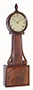 John Sawin, Boston, mahogany banjo timepiece, with signed dial, 8-day, weight driven, C.1825, as-found