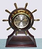 Chelsea Clock Co., No. 2003M, MARINER, Ship's bell clock, 6" dial, on base in gift box, as-new; tu-tone finish, yellow brass and bronze, C.2005.