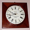 E. Howard Clock Co., Boston, MARBLE DIAL clock in a square mahogany case with 16 inch round marble dial, inscribed for the Independent Order of Odd Fellows, Sept 24, 1920, the mahogany case measuring 22 inches on each side.