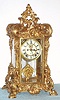 Ansonia Clock Co., NY, APEX crystal regulator, 8-day time and gong strike with open escapement on dial.