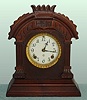 Ansonia Clock Co., NY, "TUNIS" model, walnut cased time and strike mantel clock with solid porcelain dial, c.1900