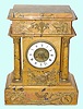 French, Ls. Boname, Seloncourt, for J. E. Caldwell, Philad'a, C.1895, large yellow marble portico clock, with 4 free standing columns, each with Corinthian capitals, and the frontal surfaces with ormolu Greek figures, and with an 8-day gong striking mov't No. 5457.