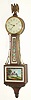 Herschede Clock Co., Cincinnati, (Ohio), C.1921, mahogany cased banjo timepiece, serial No. 7567, with a set of Mt. Vernon tablets. Special Herschede movement with maintaining power and Geneva style winding stop, also Graham's style dead-beat escapement.