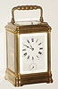 French, Henri Jacot, brass, Gorge cased carriage clock, time, stike, alarm and repeat with original leather covered carry case and key, C.1885