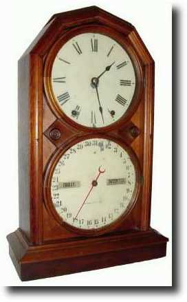 C.1886, Seth Thomas Clock Co., "Parlor Calendar No. 5" Walnut shelf clock. — Antique Clocks Price Guide