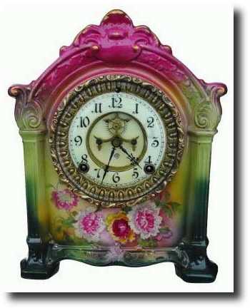 C.1910, Ansonia, La Savoie, Royal Bonn Porcelain china clock — Antique Clocks Price Guide